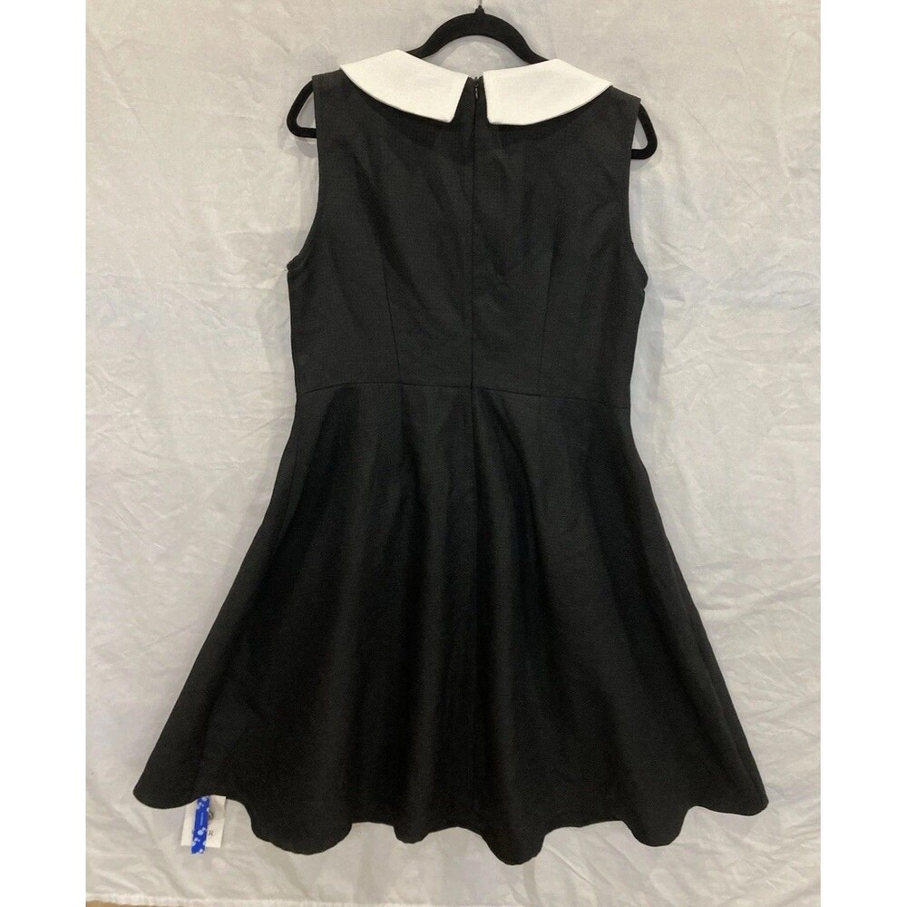 Cider Tweed White Collar Black Dress Buttons Ruffle Hem Midi Sz XL Fit And Flare - Picture 10 of 15